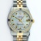 Rolex Mens 2 Tone 14K Mother Of Pearl Sapphire Datejust Wristwatch