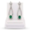 1.87 ctw Emerald and 1.34 ctw Diamond Platinum Earrings