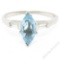 Vintage 14kt White Gold 1.20 ctw Marquise Aquamarine and Baguette Diamond Ring