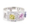 1.61 ctw Multi-Colored Sapphire and Diamond Ring - 14KT White Gold
