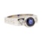 1.60 ctw Blue Sapphire And Diamond Ring - 14KT White Gold