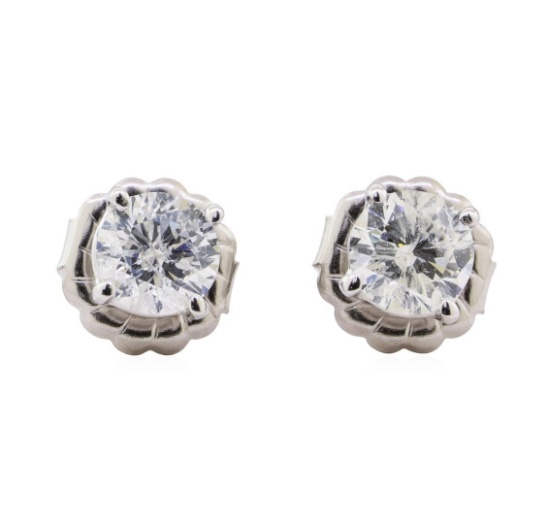 0.88 ctw Diamond Earrings - 14KT White Gold