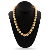 10 - 13mm Golden South Sea Pearl 14K Yellow Gold Necklace