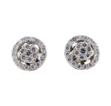 0.59 ctw Diamond Earrings With Earring Jackets - 14KT White Gold