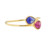 1.54 ctw Ruby and Sapphire Ring - 18KT Yellow Gold