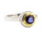 1.30 ctw Blue Sapphire and Diamond Ring - 18KT White and Yellow Gold