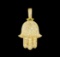 2.00 ctw Diamond Hamsa Pendant - 14KT Yellow Gold