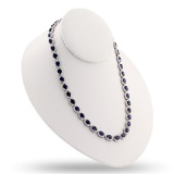 34.17 ctw Blue Sapphire and 9.15 ctw Diamond 14K White Gold Necklace