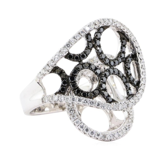 1.17 ctw Black and White Diamond Ring - 18KT White Gold