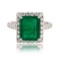 4.06 ctw Emerald and 1.10 ctw Diamond 14K White Gold Ring