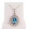 5.17 ctw Aquamarine and 1.10 ctw Diamond 14K White Gold Pendant