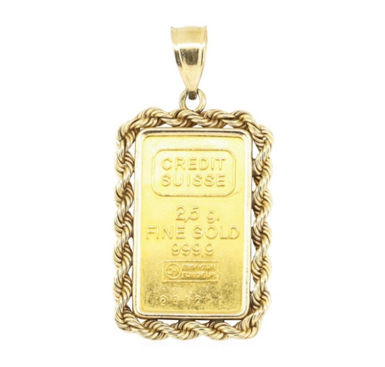 Credit Suisse Pendant - 14KT - 24KT Gold
