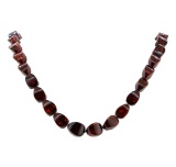Cherry Colored Baltic Amber Necklace - 14KT Yellow Gold Clasp