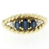 14kt Yellow Gold 1.46 ctw Oval Sapphire and Diamond Twisted Wire Band Ring