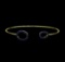 Sapphire and CZ Double Oval Bangle Bracelet - Gold Plated