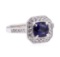 1.64 ctw Blue Sapphire And Diamond Ring - 14KT White Gold