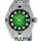 Rolex Ladies Stainless Steel 26MM Green Vignette Diamond Datejust Wriswatch