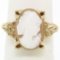 Vintage 14kt Yellow Gold Carved Shell Cameo Floral Ring