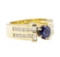 2.05 ctw Blue Sapphire And Diamond Ring - 14KT Yellow Gold