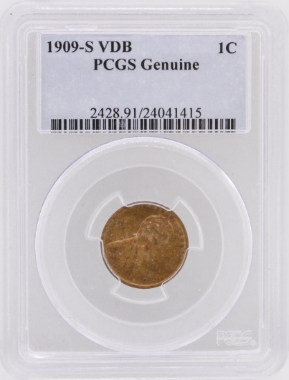 1909-S VDB 1 Penny Genuine Lincoln Head Copper Coin