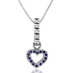 14k White Gold 0.35CTW Diamond and Blue Sapphire Pendant, (H-I)