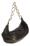 Chanel Black Lambskin Leather Ring Hobo Bag