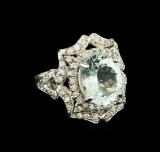 4.03 ctw Aquamarine and Diamond Ring - 14KT White Gold