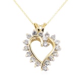 0.90 ctw Diamond Heart Pendant with Chain - 14KT Yellow Gold