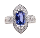 1.96 ctw Sapphire and Diamond Ring - 18KT White Gold