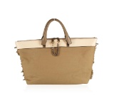 Chloe Baylee Khaki Canvas and Leather Crossbody Tote Bag