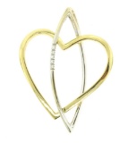 18kt Yellow and White Gold 0.05 ctw Round Diamond Open Heart and Marquise Pendan