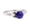 1.90 ctw Blue Sapphire and Diamond Ring - Platinum