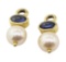 0.80 ctw Blue Sapphire and Pearl Earring Enhancers - 14KT Yellow Gold