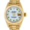 Rolex Ladies 18K Yellow Gold Mother Of Pearl Emerald Datejust President Wristwat