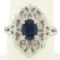 Solid Platinum 1.22 ctw Oval Deep Blue Sapphire Solitaire Open Filigree Style Ri