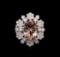 5.15 ctw Morganite and Diamond Ring - 18KT White Gold