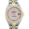 Rolex Ladies 2 Tone 14K Pink MOP Diamond Datejust Wristwatch