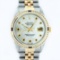 Rolex Mens 2 Tone 14K MOP Sapphire Diamond Channel Set Datejust Wristwatch