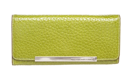 Pelle Borsa Green Pebbled Leather Long Wallet