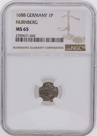 1688 Germany 1 Pfennig Nurnberg Coin NGC MS65