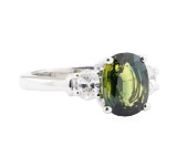 3.33 ctw Green Tourmaline And Diamond Ring - Platinum