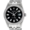 Rolex Mens Stainless Steel Black Baguette Diamond 36MM Datejust Wristwatch