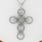 18K White Gold 2.08 ctw Shared Prong Diamond Multi Circle Cross Pendant Necklace