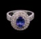 1.50 ctw Tanzanite and Diamond Ring - 14KT White Gold