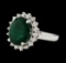 4.38 ctw Emerald and Diamond Ring - 14KT White Gold