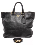 Prada Black Vitello Daino Leather Satchel Shoulder Bag