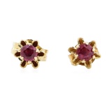 0.20 ctw Ruby Floral Basket Earrings - 10KT Yellow Gold