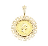 1/10th British Sovereign Coin Pendant - 14KT - 24KT Yellow Gold