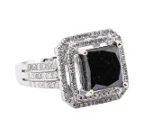 4.94 ctw Black and White Diamond Ring - 14KT White Gold