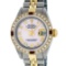 Rolex Ladies 2 Tone 14K Pink MOP Diamond & Ruby Datejust Wristwatch